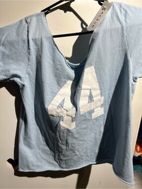 Pacsun John Galt Sky  Blue Robyn 44 Short Sleeve Off-The-Shoulder Top